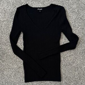 Express Black Ribbed Knit Top